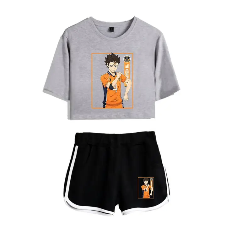 Huacaiyu — Cosplay de Hinata Shoyo Camiseta Pantalones Cortos del Verano Chándal De 2 Unidades Traje